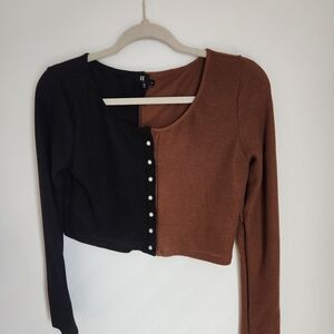 Stylish Black and Brown Women's Top